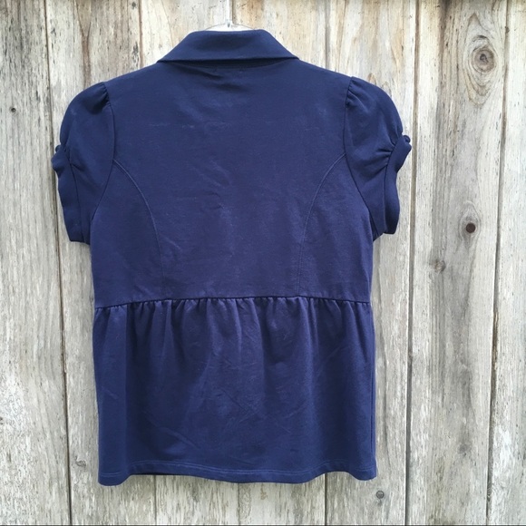 Stem Short Sleeve Navy Peplum Cardigan Button Top Size XS - Picture 5 of 8